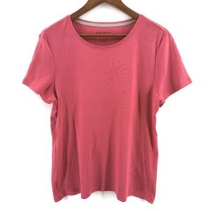 Charter Club Casual 100 % Pima Luxury Cotton Round Sz L Neck Top Pink Soft V1008